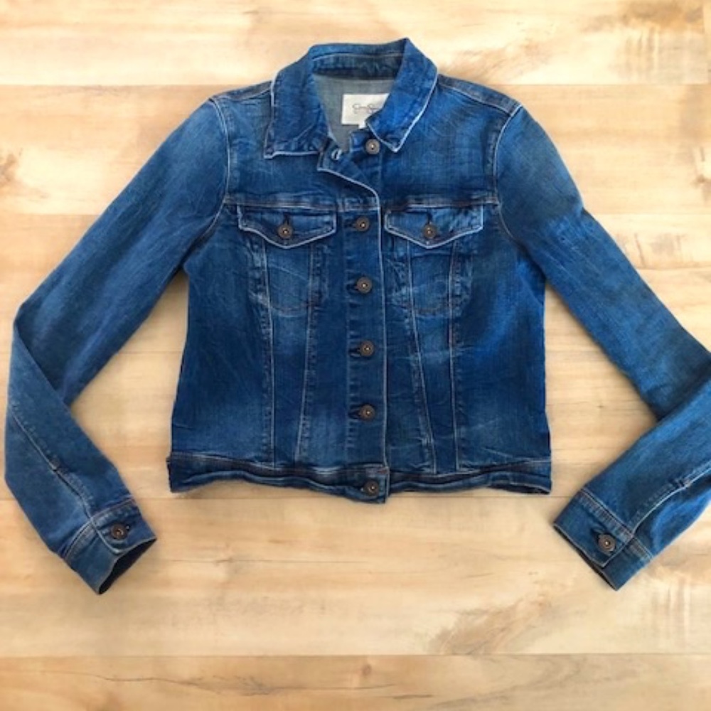 Jessica Simpson Distressed Jean Jacket Small Excellent Used Condition